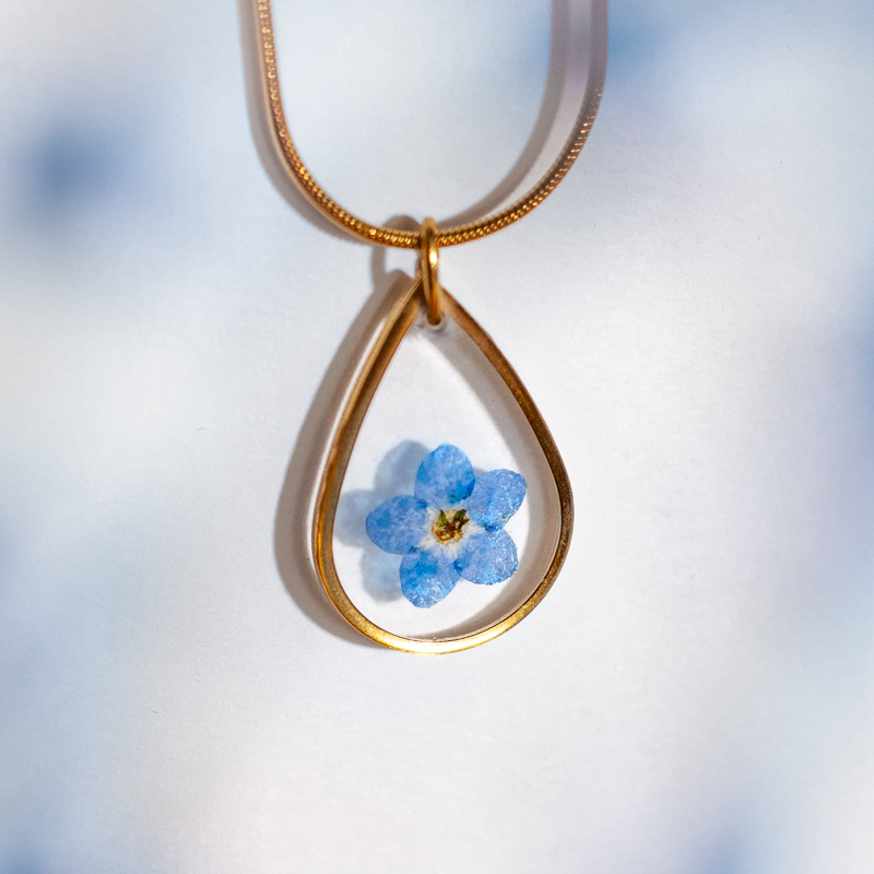 Vergeet-me-niet hanger en ketting